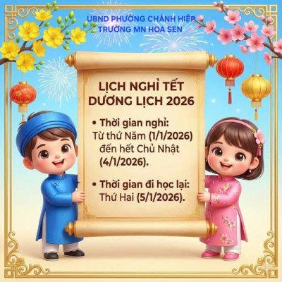 THÔNG BÁO LỊCH NGHỈ TẾT DƯƠNG LỊCH 2026.